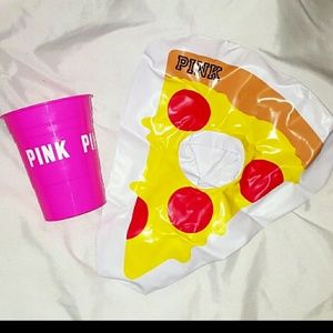 Pink Inflatable pizza cup holder and cup